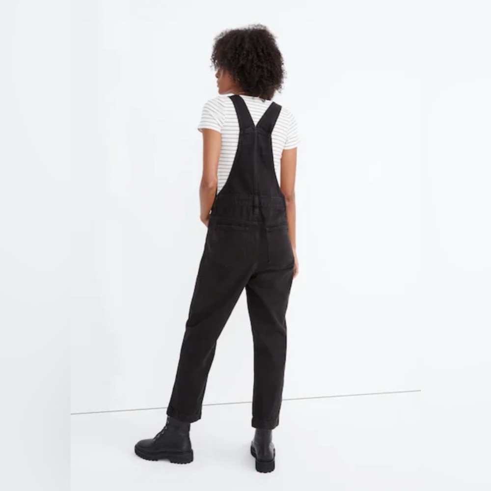 Madewell Women's Straight Leg Black Denim Overalls Size Medium - Picture 2 of 11